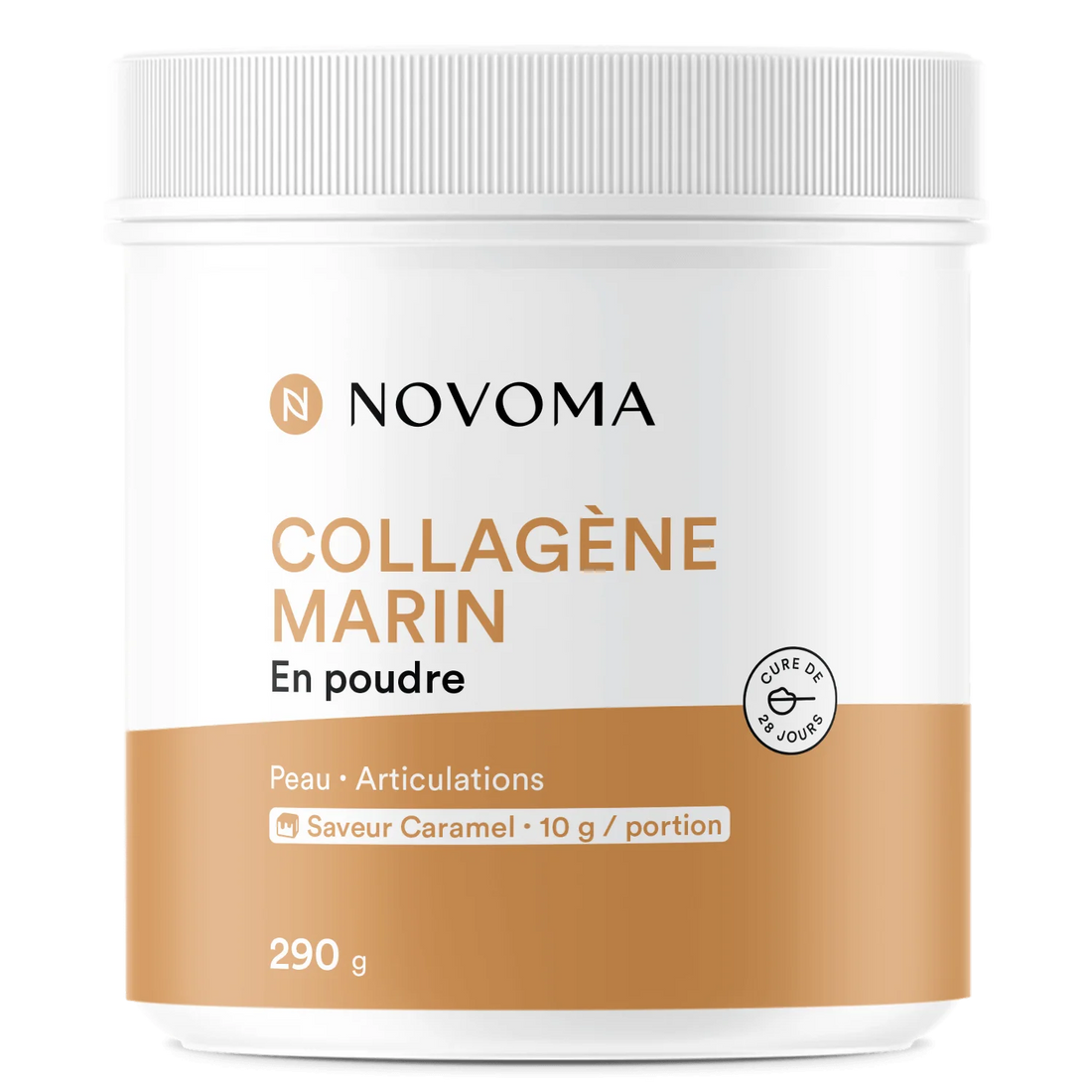 collagène marin en poudre saveur caramel 10g naticol type I III peptides hydrolysés