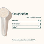 Composition des BCAA 4.1.1 : 4 g de leucine, 1 g d'isoleucine et 1 g de valine par cuillère doseuse