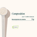 Composition de la Créatine Creapure® : 3 g de monohydrate de créatine par cuillère doseuse