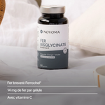 Fer Bisglycinate : fer breveté Ferrochel®, 14 mg de fer par gélule, avec vitamine C
