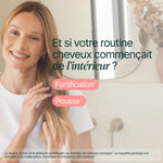 Femme aux cheveux longs souriante : et si votre routine cheveux commençait de l'intérieur