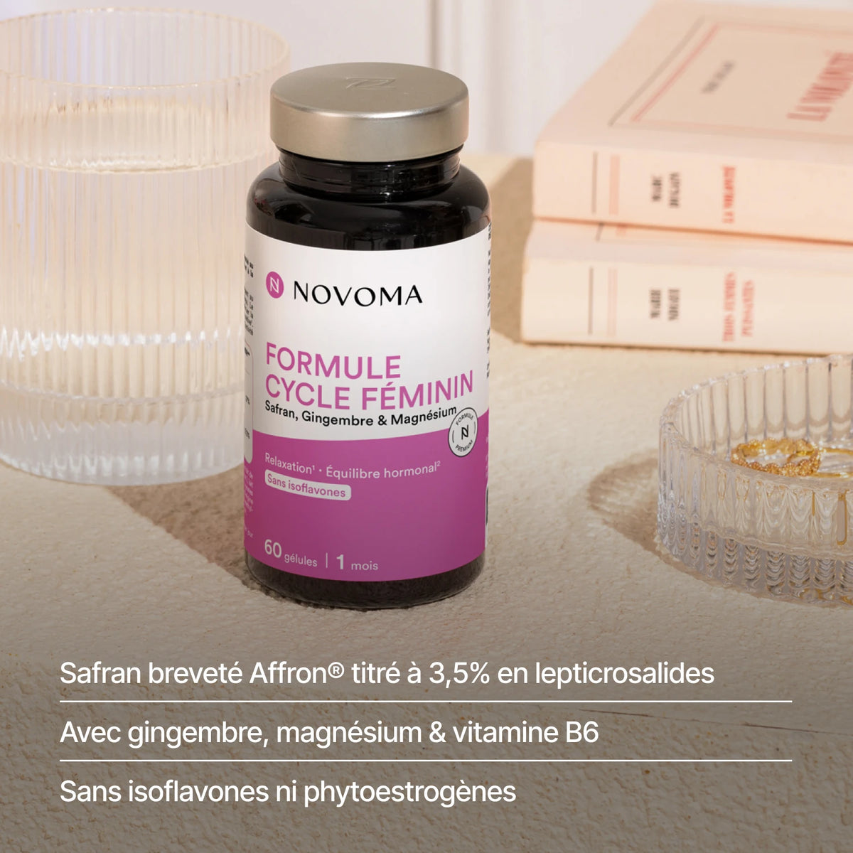 Formule Cycle Féminin : safran Affron®, gingembre, magnésium et vitamine B6, sans isoflavones