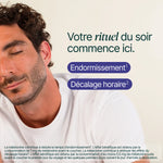 Homme détendu les yeux fermés : votre rituel du soir commence ici, endormissement et décalage horaire