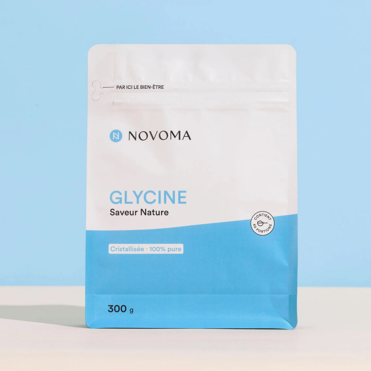 Sachet de Glycine Novoma sur fond bleu