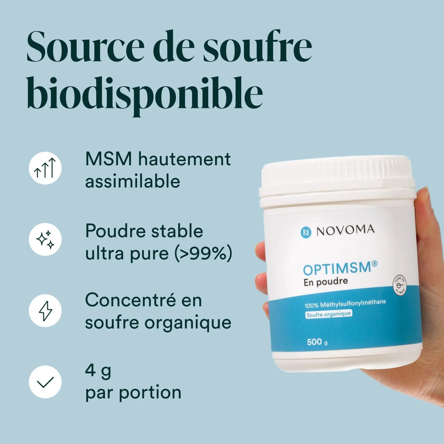 MSM en poudre 500 g OptiMSM®