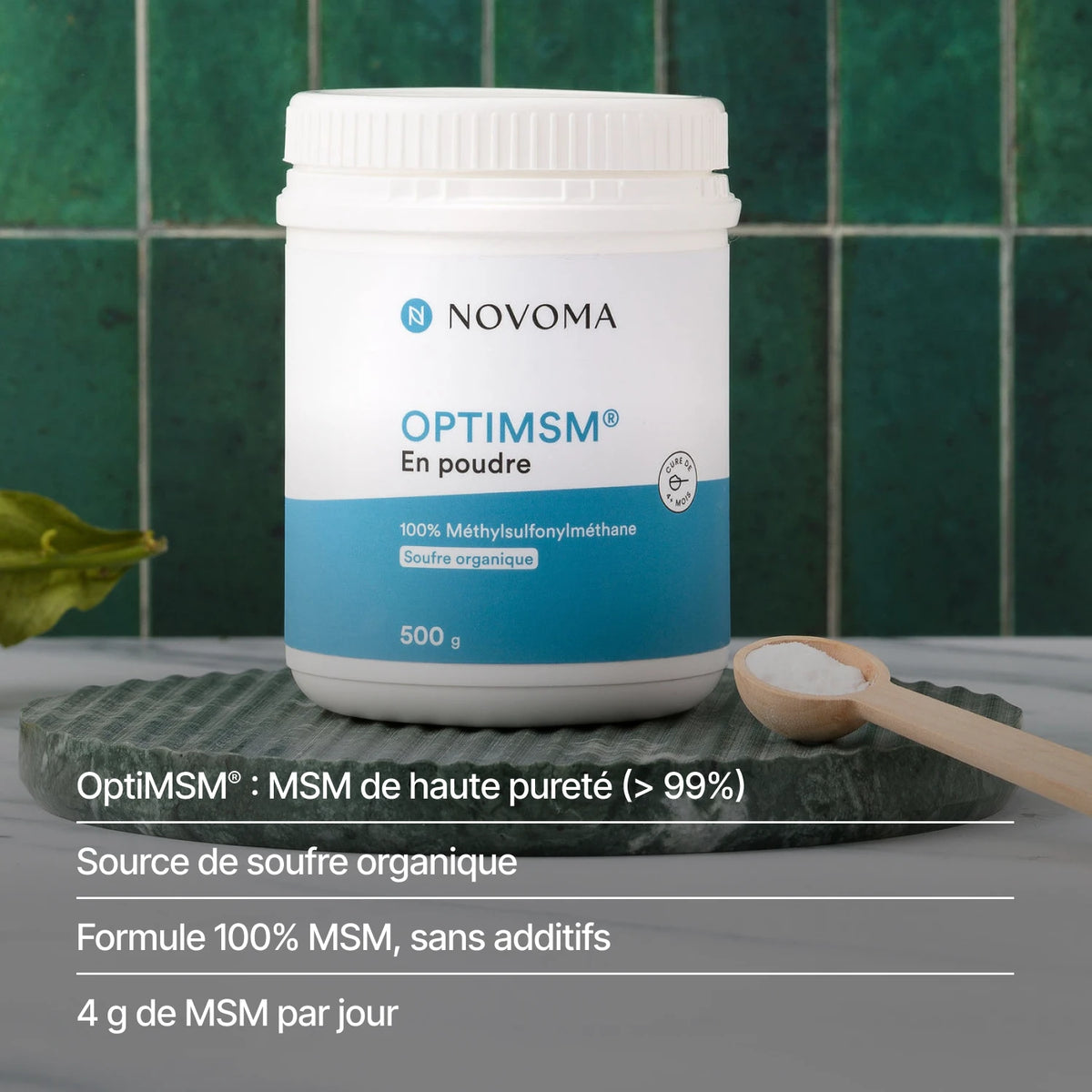 OptiMSM® : MSM de haute pureté (> 99 %), 100 % MSM sans additifs, 4 g par jour