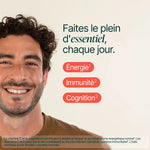 Homme souriant : faites le plein d'essentiel chaque jour, énergie, immunité et cognition