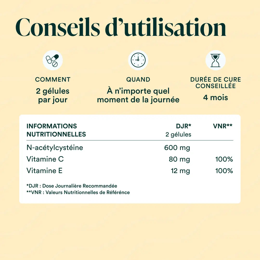 Conseils d'utilisations N-acétyl cystéine (NAC) Novoma