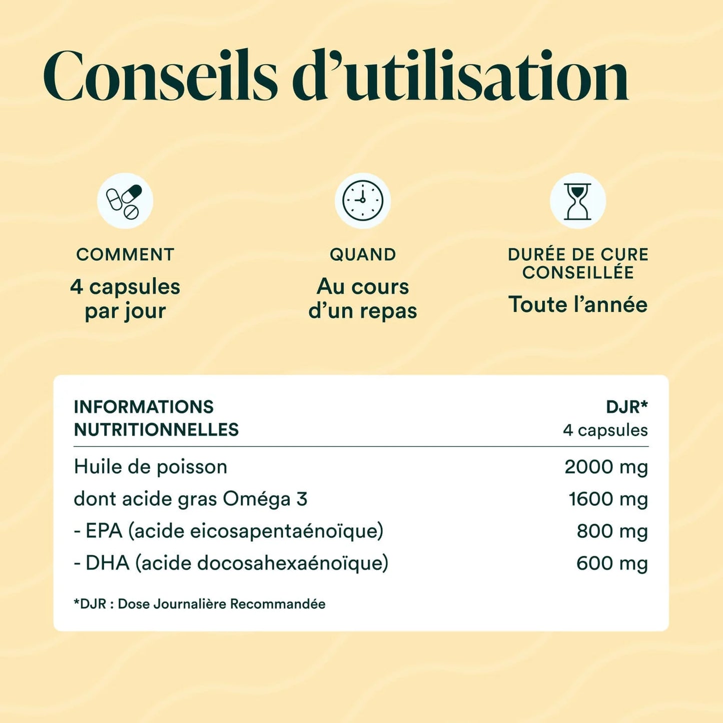 conseils d'utilisation Complément alimentaire Oméga 3 EPAX Novoma