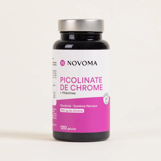 Pilulier de Picolinate de Chrome Novoma, gélules de chrome CrPix® avec vitamines B3 et B6