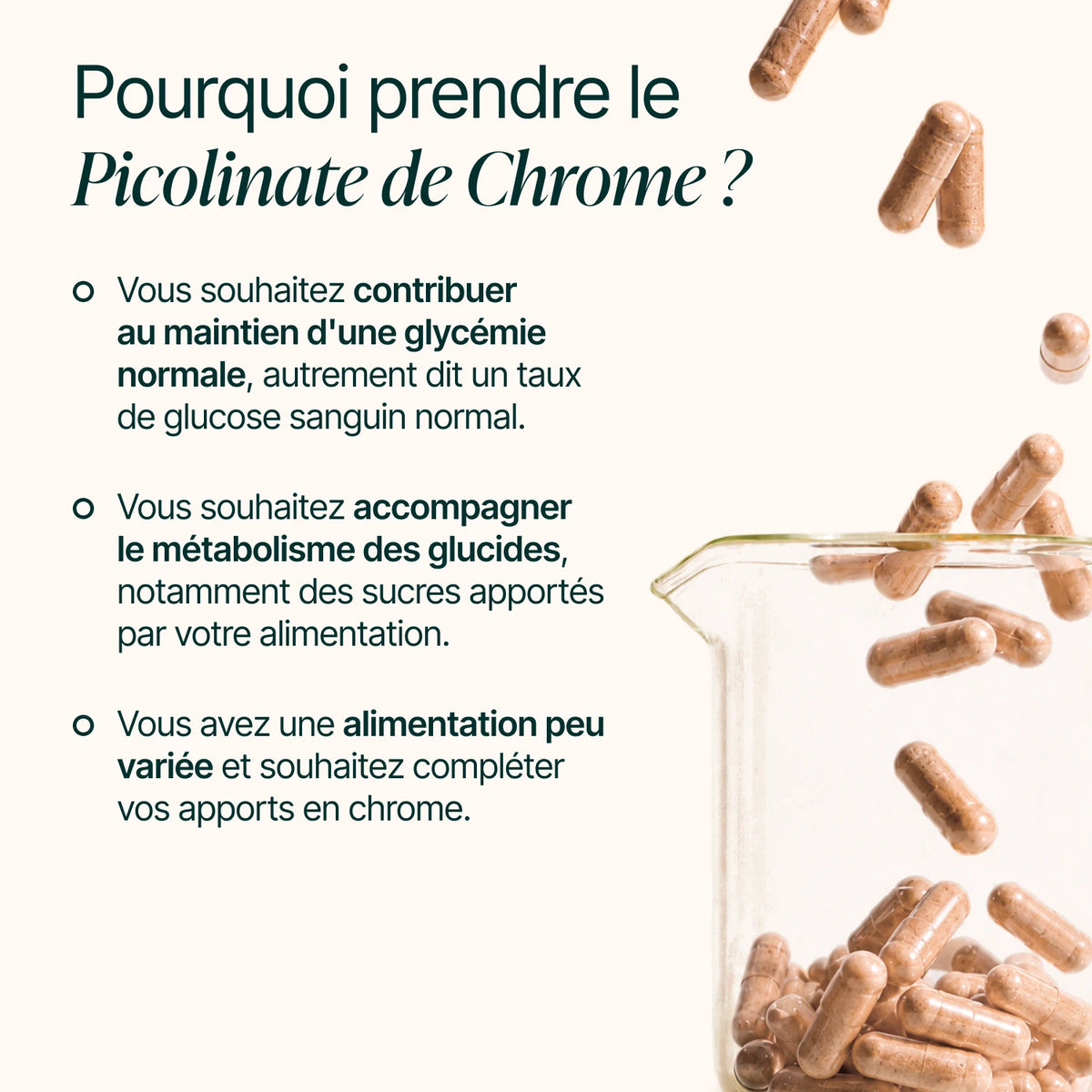 Pourquoi prendre le Picolinate de Chrome : glycémie normale, métabolisme des glucides, apports en chrome
