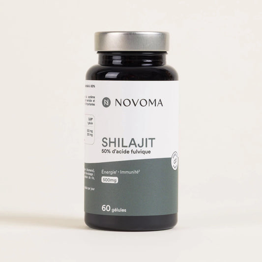 Pilulier de Shilajit Novoma, gélules d'extrait de shilajit de l'Himalaya