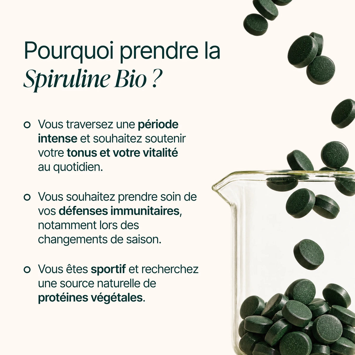 Pourquoi prendre la Spiruline Bio : tonus, vitalité, défenses immunitaires et protéines végétales