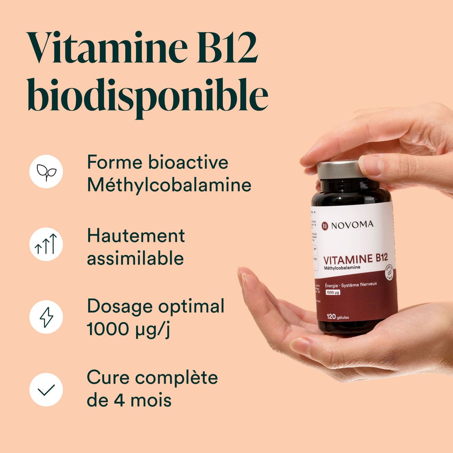 Vitamine B12 1000 μg méthylcobalamine biodisponible Novoma