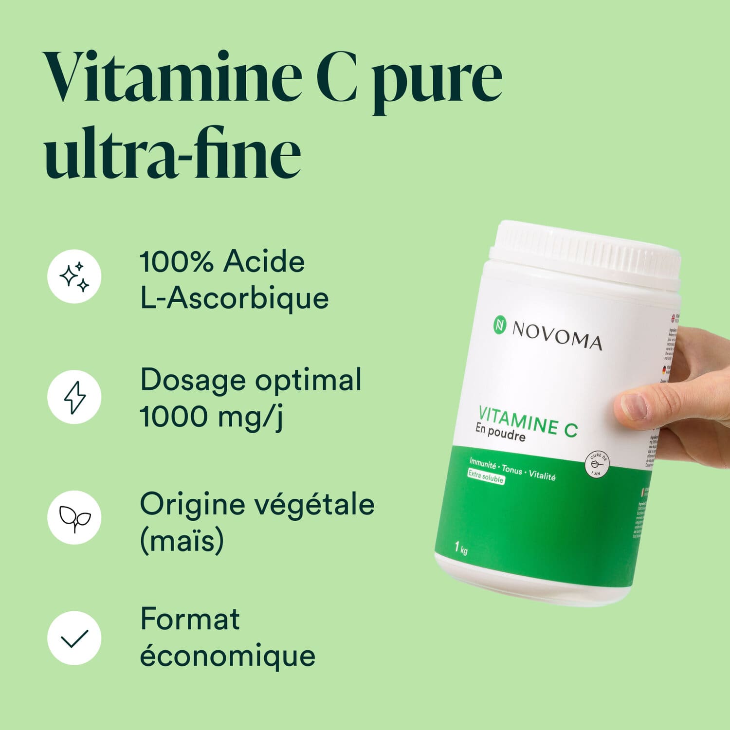 vitamine c pure en poudre acide ascorbique novoma