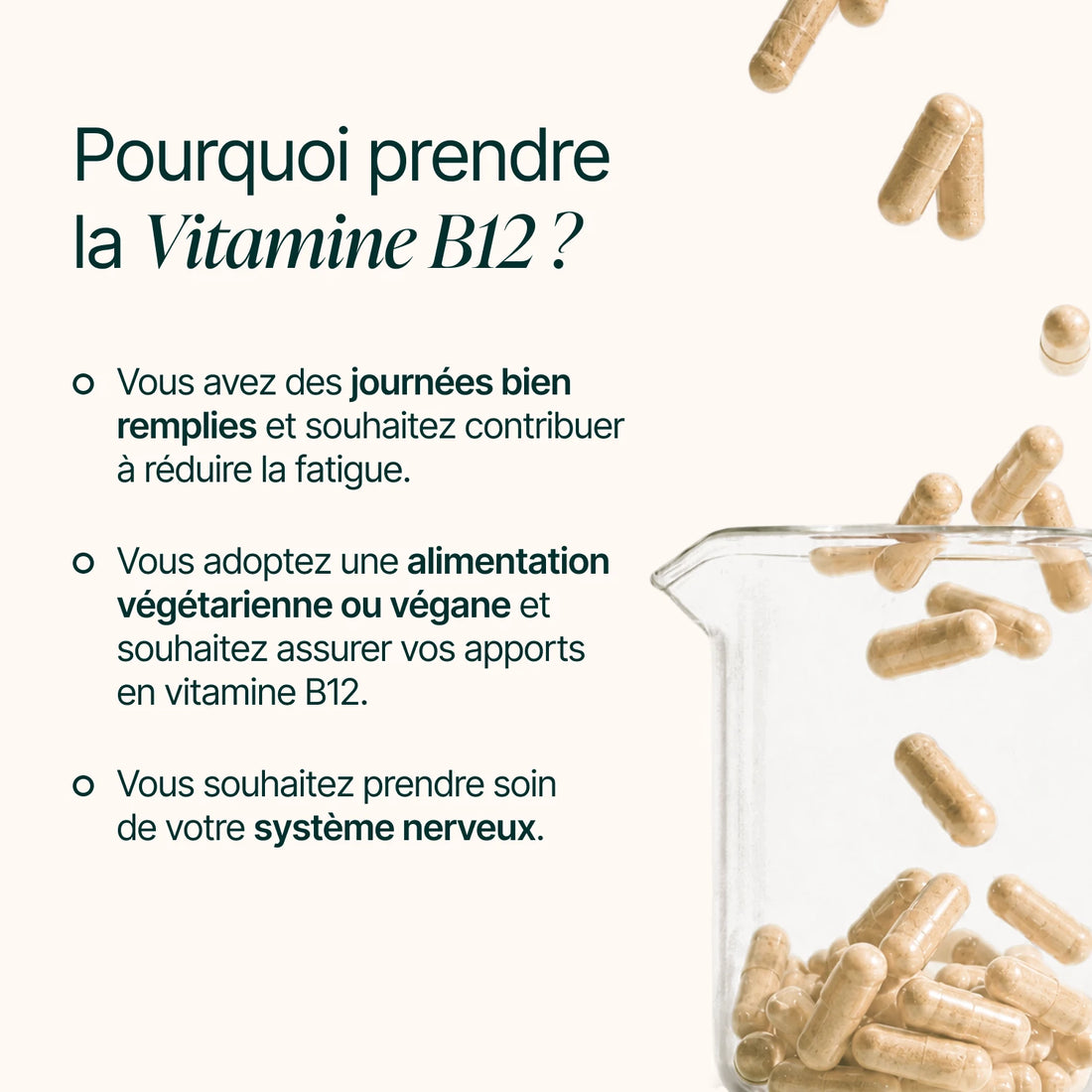 Pourquoi prendre la Vitamine B12 : fatigue, alimentation végétarienne ou végane et système nerveux
