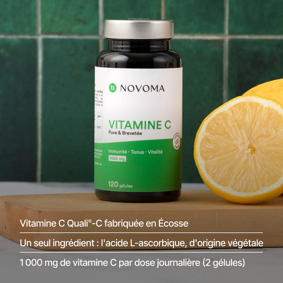 Vitamine C et agrumes : Quali®-C fabriquée en Écosse, 1 000 mg par jour pour 2 gélules
