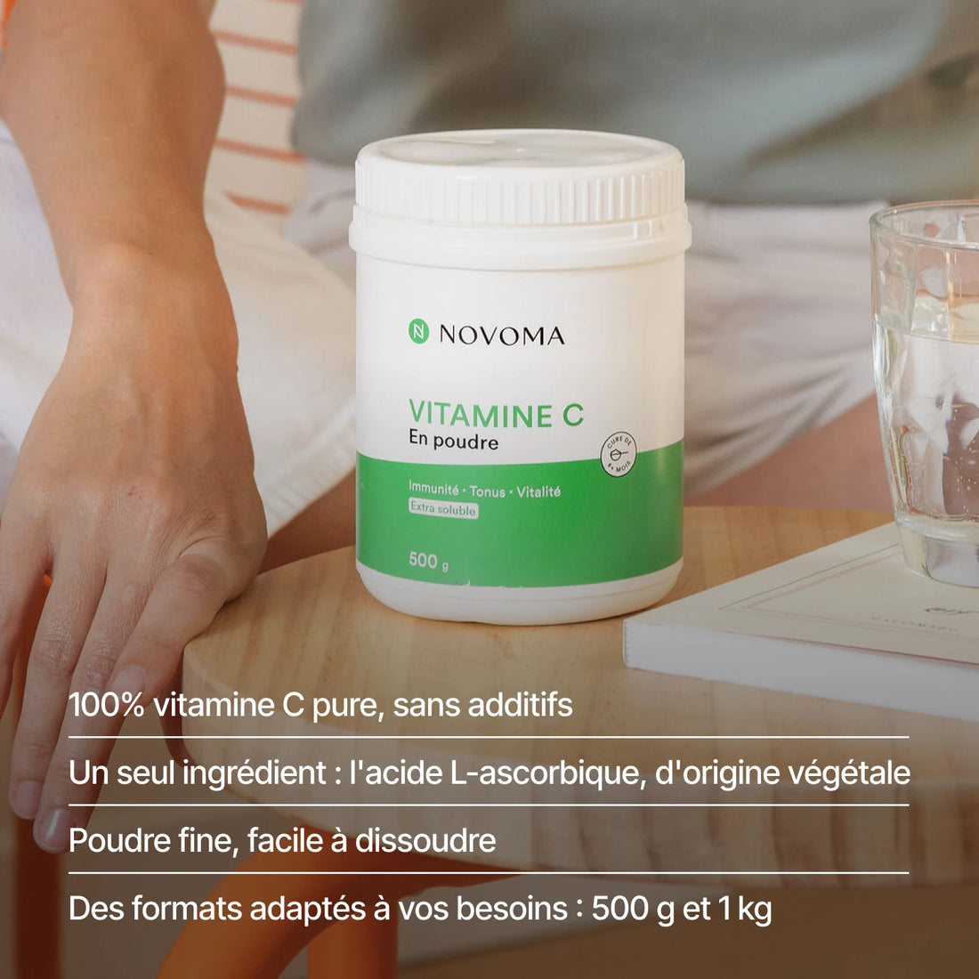 Vitamine C en Poudre : acide L-ascorbique pur d'origine végétale, sans additifs, en 500 g et 1 kg