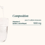 Composition de la Vitamine C en Poudre : 1 000 mg de vitamine C pour 2 cuillères doseuses