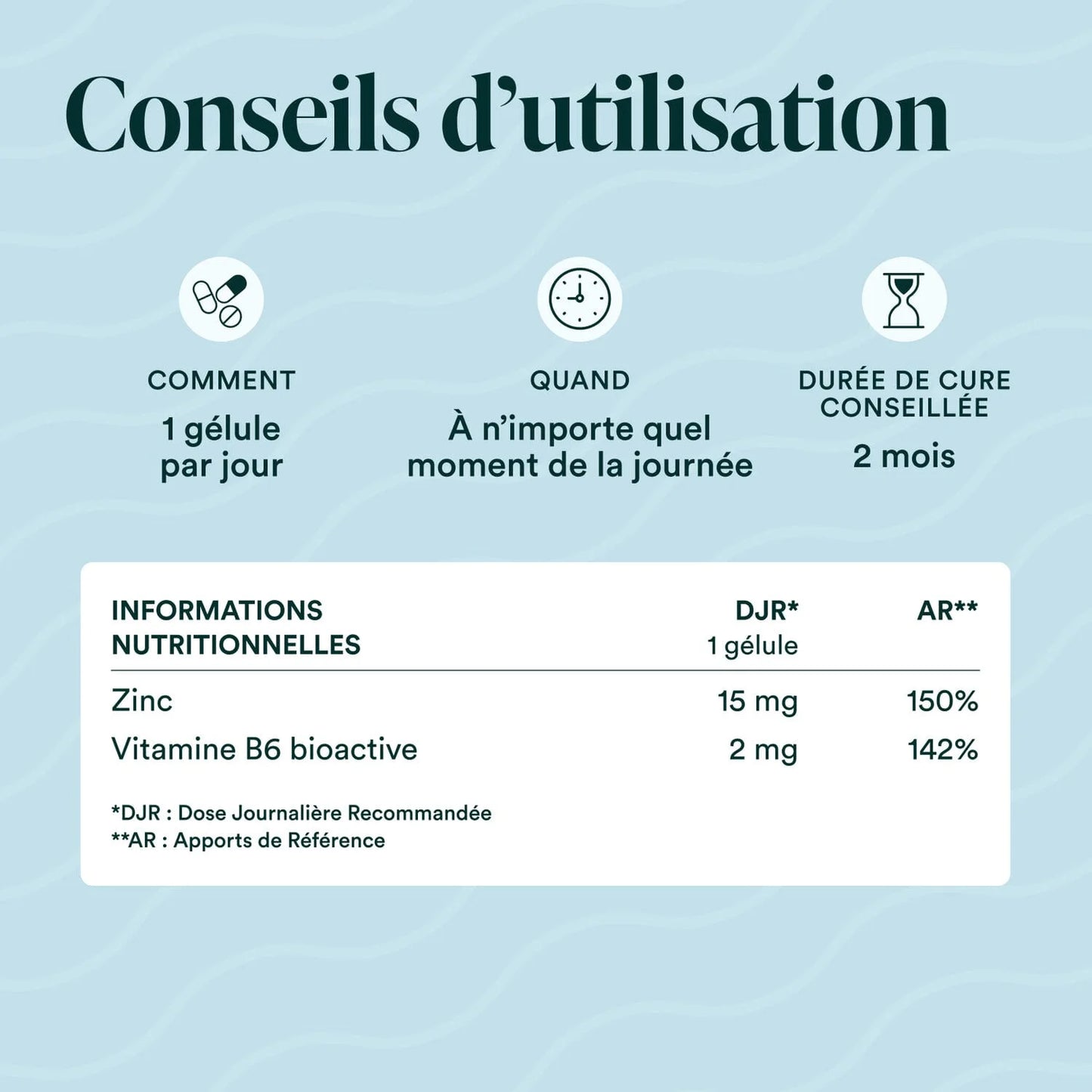 conseils d'utilisation Zinc vitamine B6 Novoma